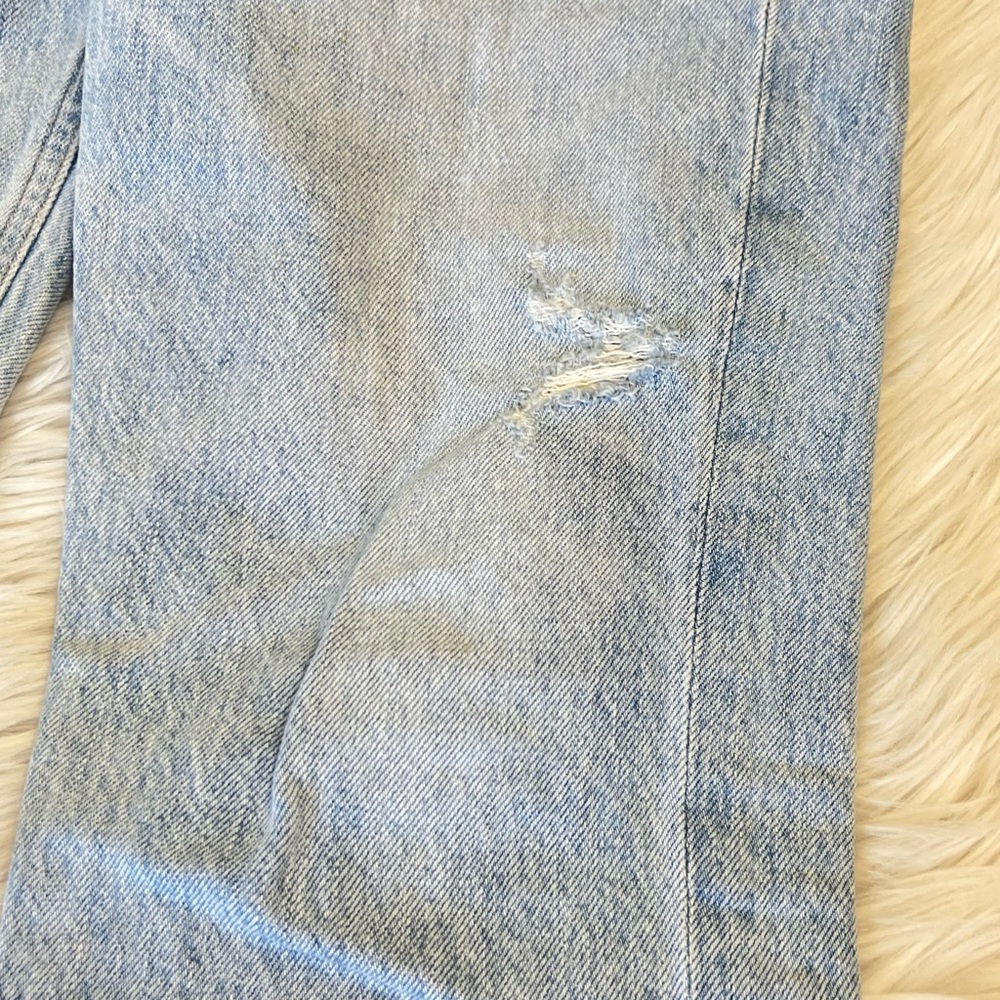 Agolde Riley High Rise Straight Crop jeans light blue distressed size 27 - Picture 8 of 12